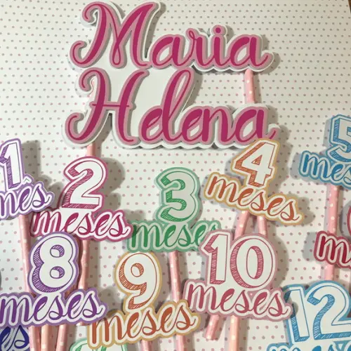 Kit Topos de Bolo Mesversário Bebê Personalizado com Nome
