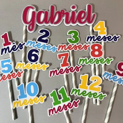 Kit Topos de Bolo Mesversário Bebê Personalizado com Nome