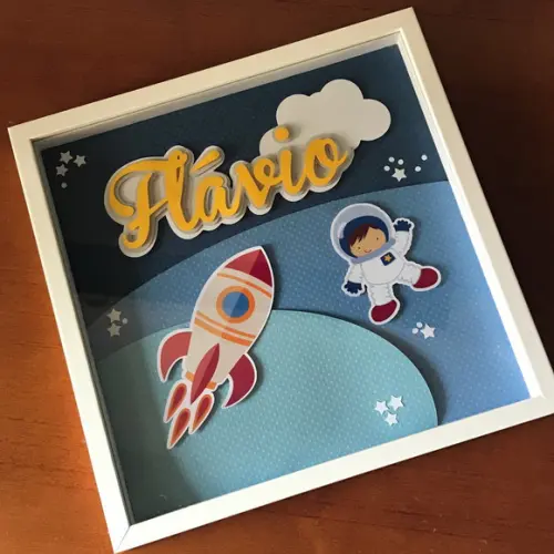 Maternidade Quadro Enfeite para Porta Tema Astronauta Bebê