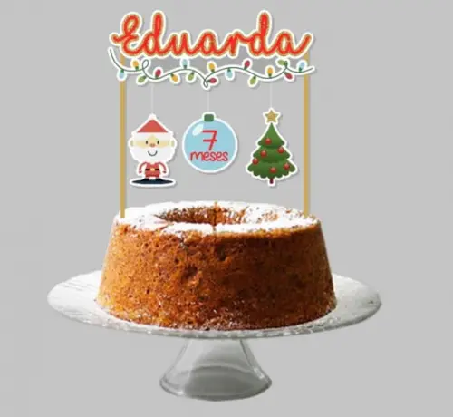 Topo de Bolo Scrap para Mesversário Tema Natal
