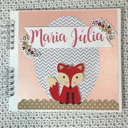 Livro Assinaturas Maternidade Scrap Raposa com Flores