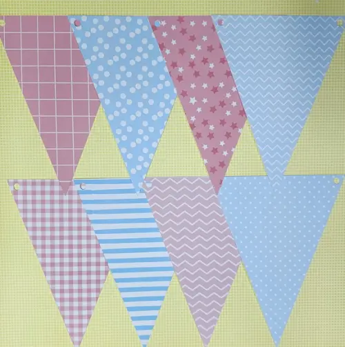 Kit com 8 Bandeirinhas em Papel Decoração de Chá Revelação