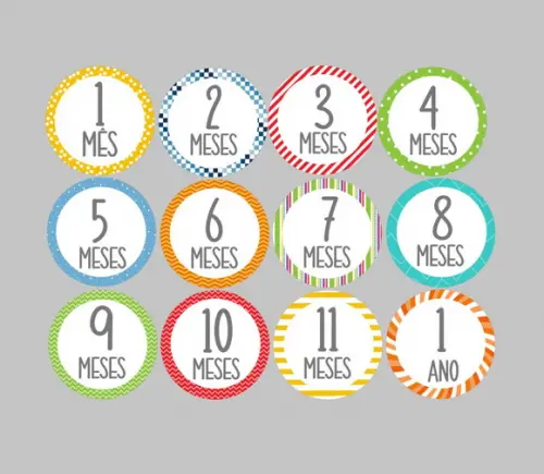 Kit de Adesivos para Body Mesversário do Bebê Coloridos