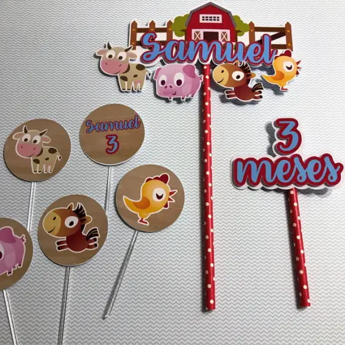 Kit Mesversário Topo do Bolo Scrap Fazendinha