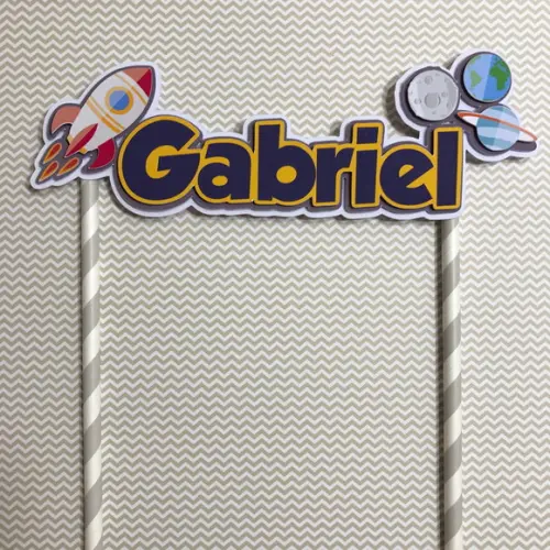 Topo de Bolo Scrap Foguete com Nome