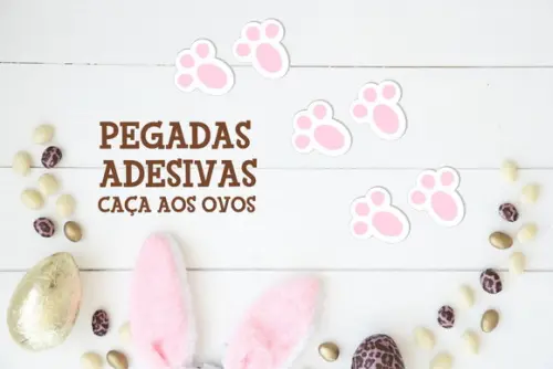 48 Adesivos Pegadas de Coelho da Páscoa - Rosa