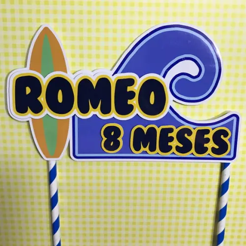 Topo de Bolo em camadas de papel tema Surf