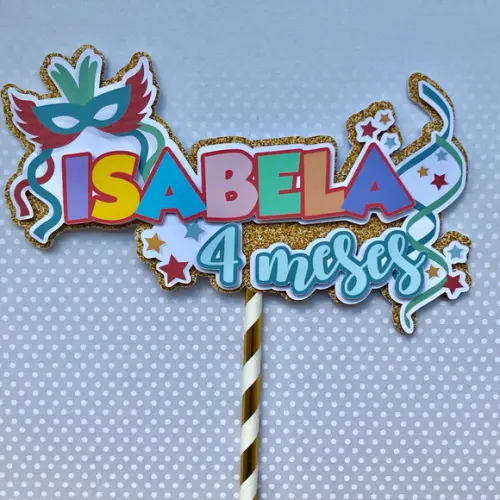 Topo de Bolo Mesversário Carnaval