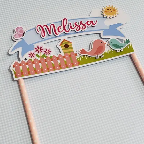 Topo de Bolo Mesversário Jardim Encantado