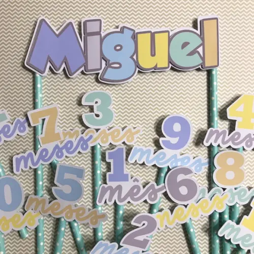 Kit Topos de Bolo Mesversário Bebê Personalizado com Nome