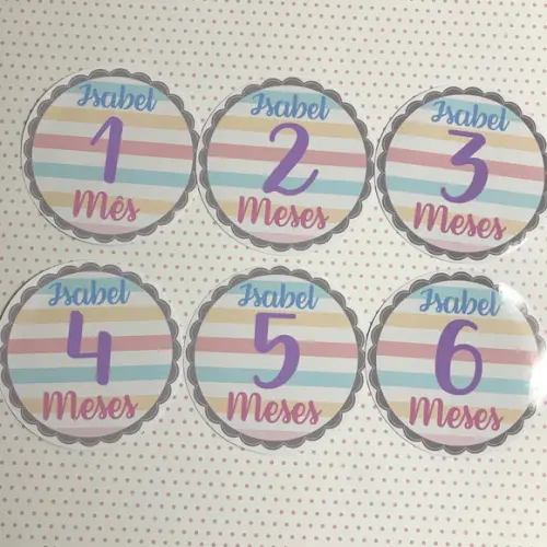 Kit de Adesivos para Body Mesversário do Bebê Pastéis