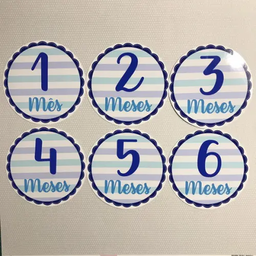 Kit de Adesivos para Body Mesversário do Bebê Tons de Azul