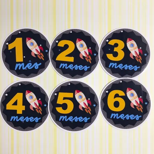 Kit de Adesivos para Body Mesversário do Bebê Foguete