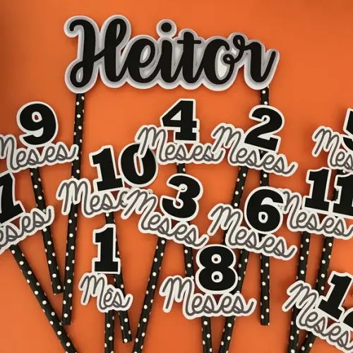 Kit Topos de Bolo Mesversário Bebê Personalizado com Nome