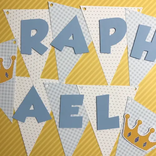 6 Bandeirinhas Personalizadas em Camadas de Papel para Festa