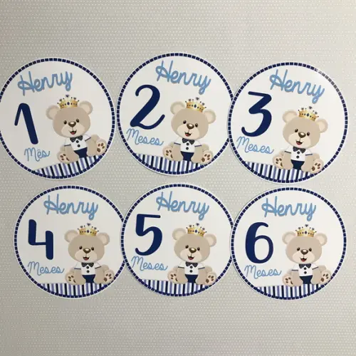 Kit de Adesivos para Body Mesversário do Bebê Ursinho