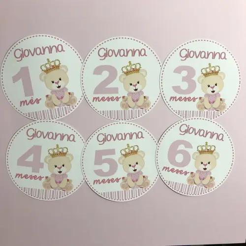 Kit de Adesivos para Body Mesversário do Bebê Ursinha