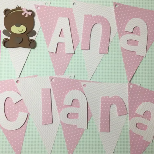 6 Bandeirinhas Personalizadas em Camadas de Papel para Festa