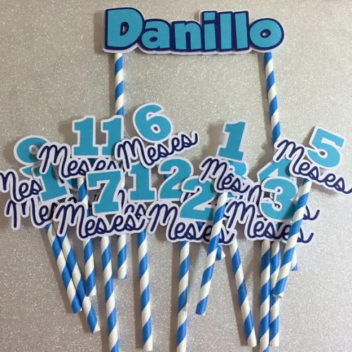 Kit Topos de Bolo Mesversário Bebê Personalizado com Nome