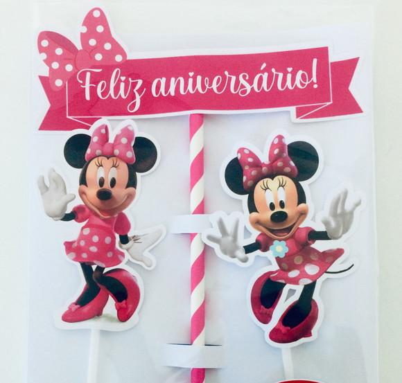Topo de bolo Minnie (rosa)
