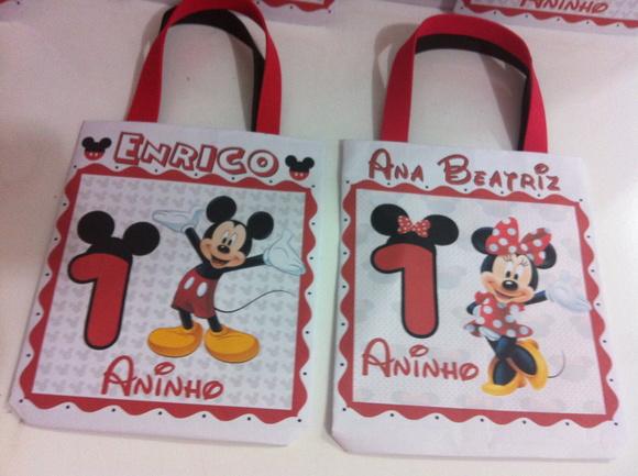 Sacolinha Personalizada Mickey ou Minnie