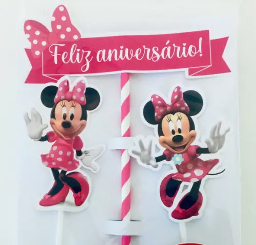 Topo de bolo Minnie (rosa)