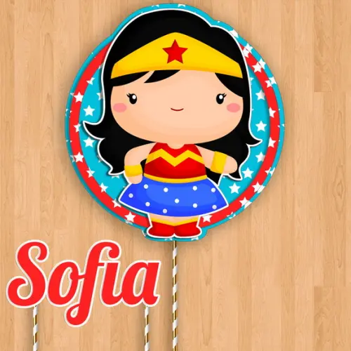 Topo de Bolo Mulher Maravilha Cute