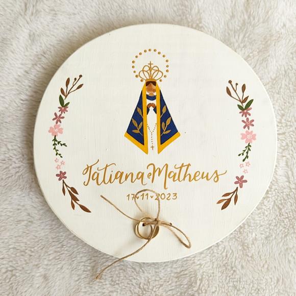 Porta Alianças Nossa Senhora Madeira Pinus 20cm