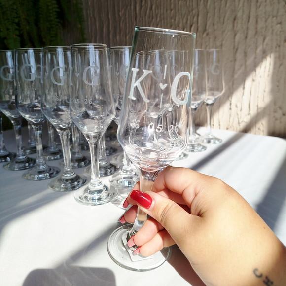 03 Taças Champanhe Gravação Personalizadas Iniciais