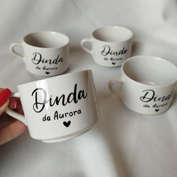 Xícara Dinda Padrinhos de Batizado sem Pires 2 Unidades