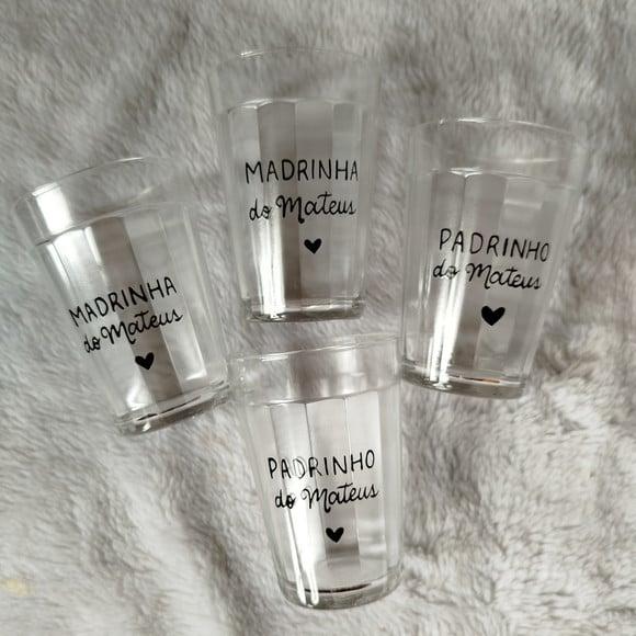 03 Copos Americanos Vidro Personalizados Padrinhos