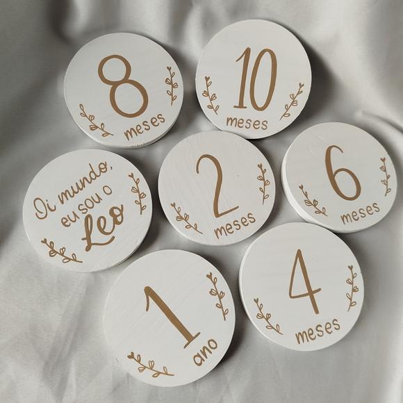 Kit Mesversário Placas em Pinus Pintadas
