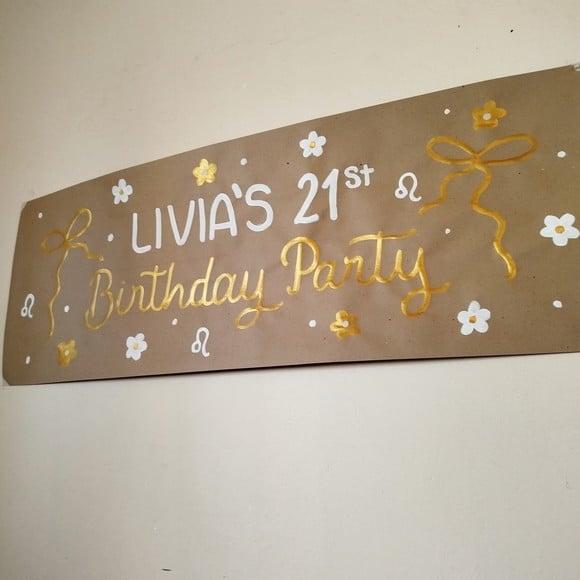 Painel Aniversario Personalizado Papel Kraft Banner
