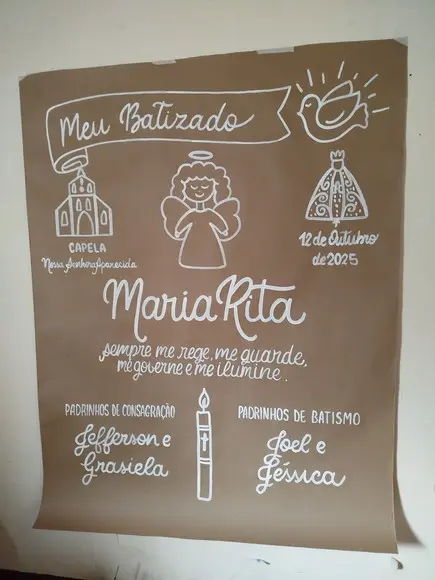 Painel Papel Kraft Batizado 1.20x1.50m