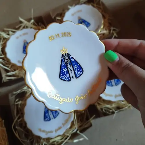 Pratinho Porcelana Personalizado Batizado N S Aparecida