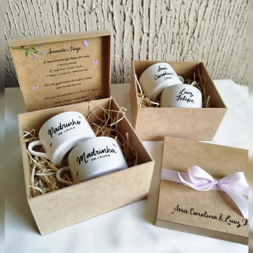 Kit Caixa mdf + 2 Xícaras Personalizadas Batizado