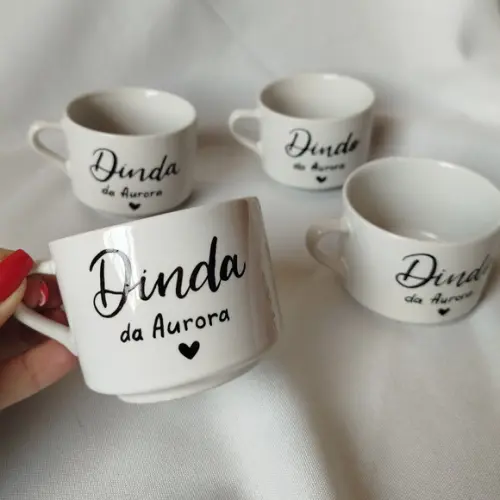 Xícara Dinda Padrinhos de Batizado sem Pires 2 Unidades