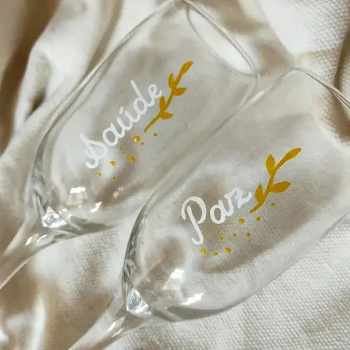 03 Taças Champanhe Pintada 190ml Vidro
