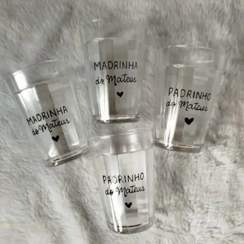 03 Copos Americanos Vidro Personalizados Padrinhos