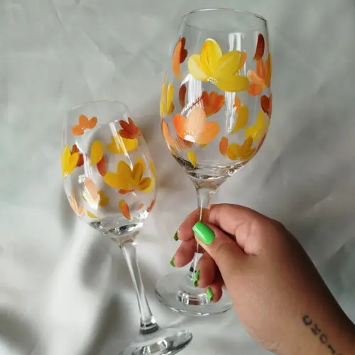 03 Taças Vinho Pintada 385 ml Vidro