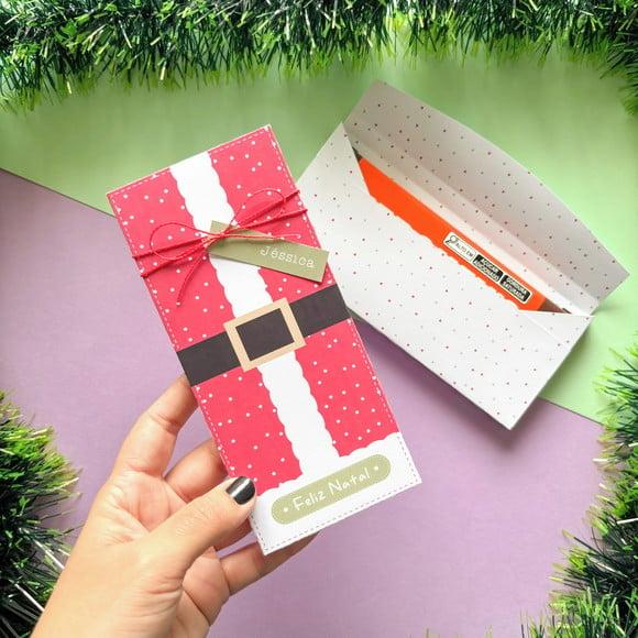 Caixinha Porta Barra de Chocolate Natal - Roupa Papai Noel