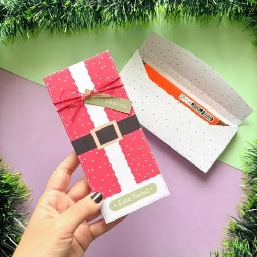 Caixinha Porta Barra de Chocolate Natal - Roupa Papai Noel