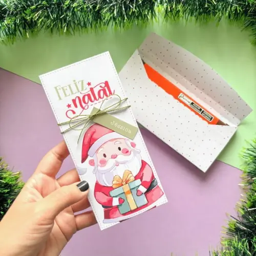 Caixinha Porta Barra de Chocolate Natal - Papai Noel