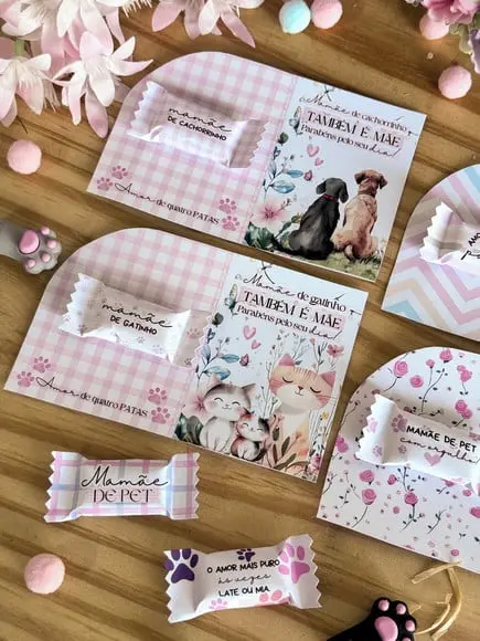 Card com Balinha - Dia das Mães - Mãe de Pet