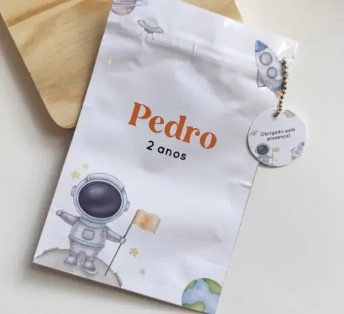 Saco Zip Lock Personalizado com Tag - Astronauta