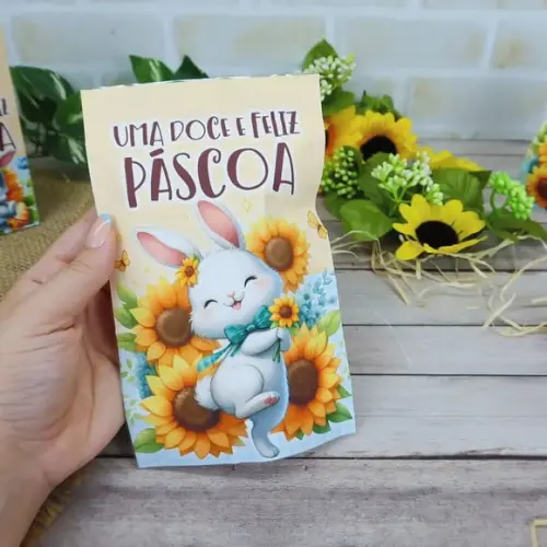 Saco Zip Lock Páscoa - Coelhinho e Girassois