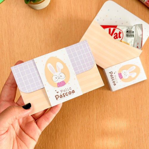Caixinha Porta KitKat Feliz Páscoa - Coelhinho Fofo