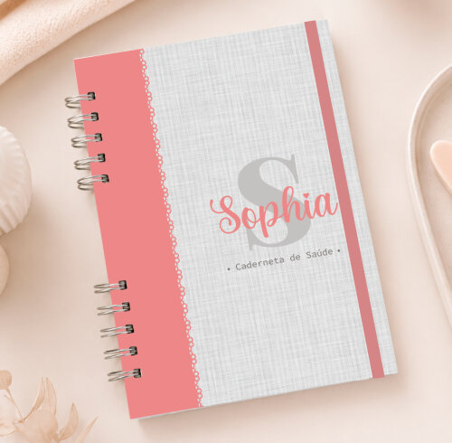 Caderneta de Saúde Vacinação do Bebê | Personalizado | Menina | Linho Color