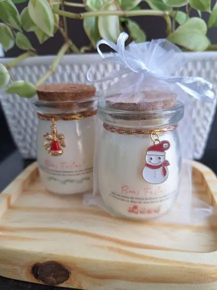 Lembrancinha de Natal Vela Perfumada no Vidro Leiteira