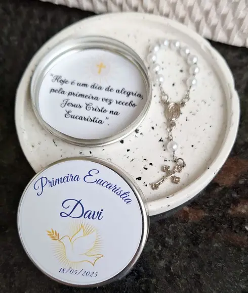 Lembrancinha Eucaristia, Batizado, Crisma na Latinha